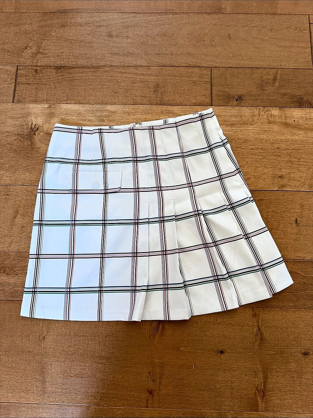 Tory Burch Sport Plaid A-Line Skirt in White Size Small Like New